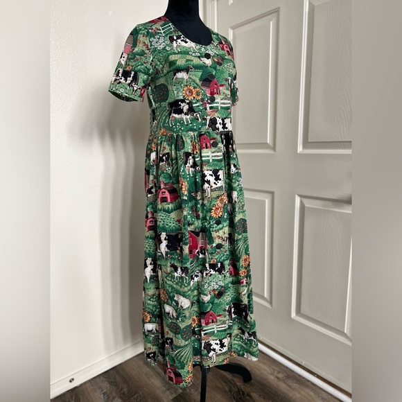 Vintage 80’s Farm Yard Print Maxi Dress - Picture 2 of 8